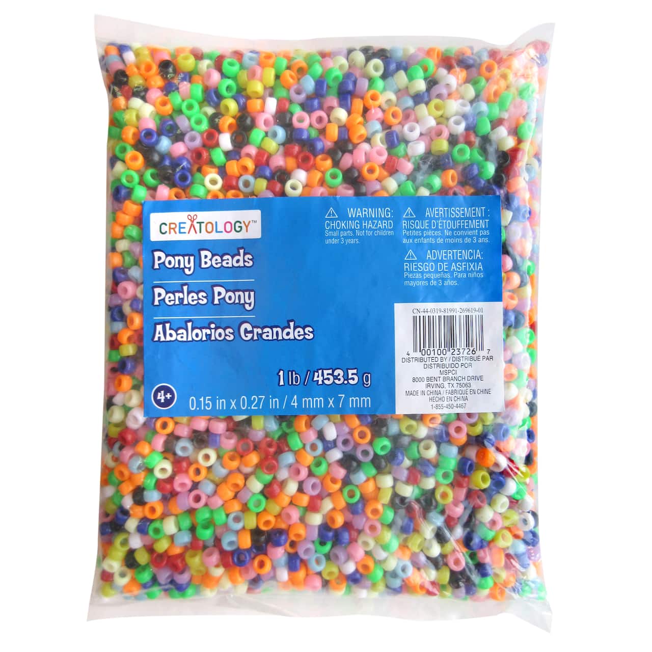 1lb. Opaque Pony Beads by Creatology™, 4mm x 7mm